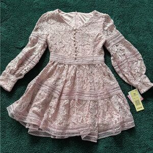 Elegant Pink Lace Kids Dress - size 10